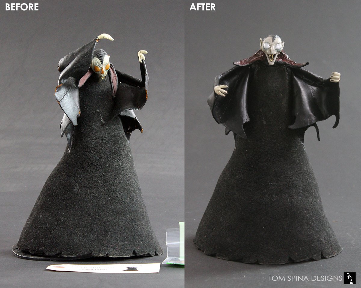TomSpinaDesigns's tweet photo. This screen-used #stopmotion vampire paired nicely with an original clock coffin, so we ended up making a whole scene from Tim Burton's #NightmareBeforeChristmas! https://t.co/pjobKUqrM1

#Halloween #TimBurton #TomSpinaDesigns https://t.co/sm5nO4npJw