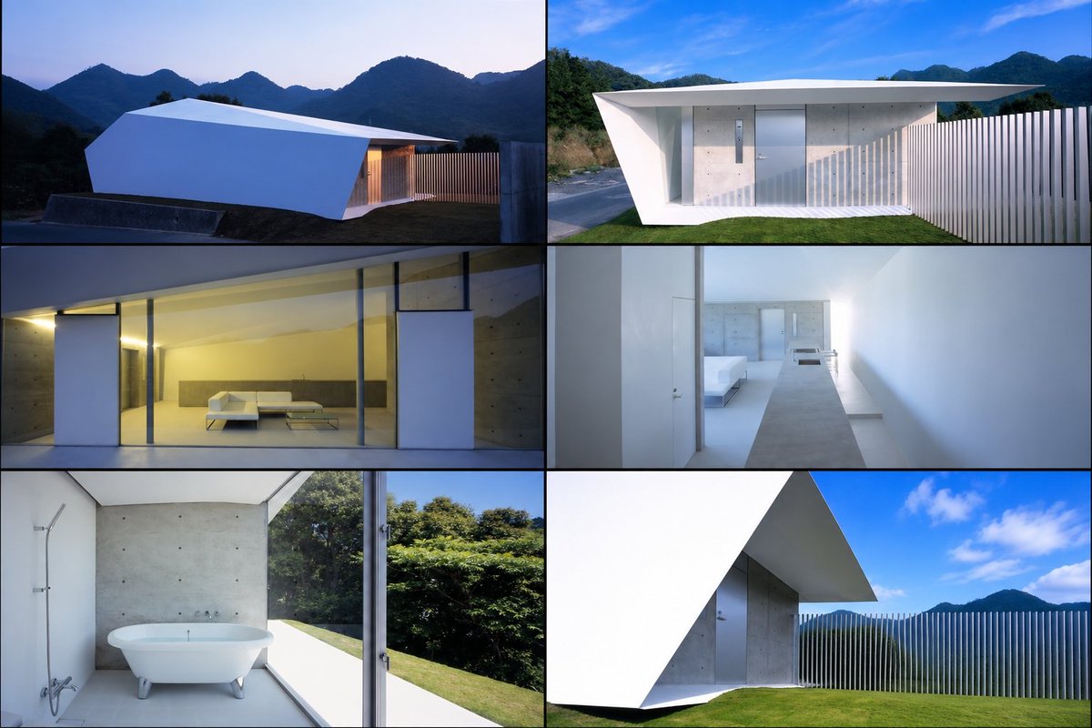 hide62_'s tweet photo. F-HOUSE is a small, single-storey reinforced-concrete house designed by Japanese architect Katsufumi Kubota. Set on elevated ground in Yamaguchi City, it overlooks the urban landscape below.
#JapaneseArchitecture #MinimalArchitecture #ConcreteArchitecture https://t.co/UZUBg2rFF2