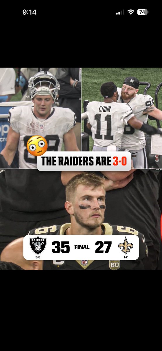 Onthehop2's tweet photo. Raiders shock the NFL with 3-0 start: are they for real? #nfl #lasvegasraiders #maxxcrosby #brockbowers #afcwest https://t.co/HmkzCiE7pj