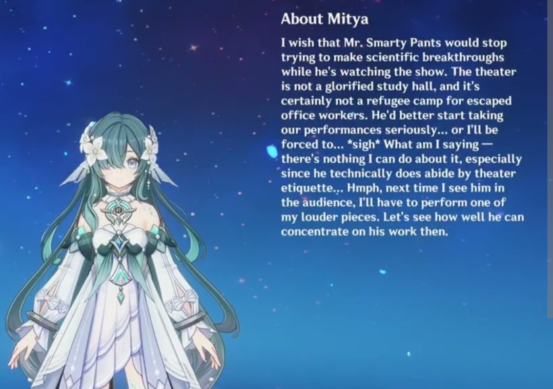 nacchanyan's tweet photo. does Mitya realize his existence alone, made the primadonna change her setlists?

as a fan, there's no bigger impact than ur idol adjusting what she gonna sing on the day just because ur ass is in the audience 

Vodyanitsa literally have separate setlist with Mitya as variable https://t.co/Y7qRkbQUCj