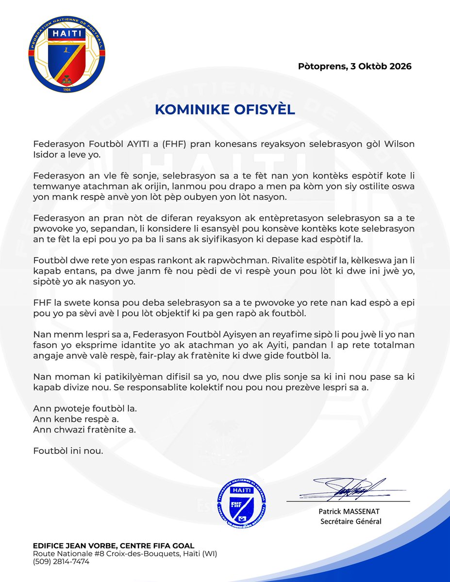 fhfhaiti's tweet photo. FHF — Kominike ofisyèl https://t.co/aBaLDMA7Bj
