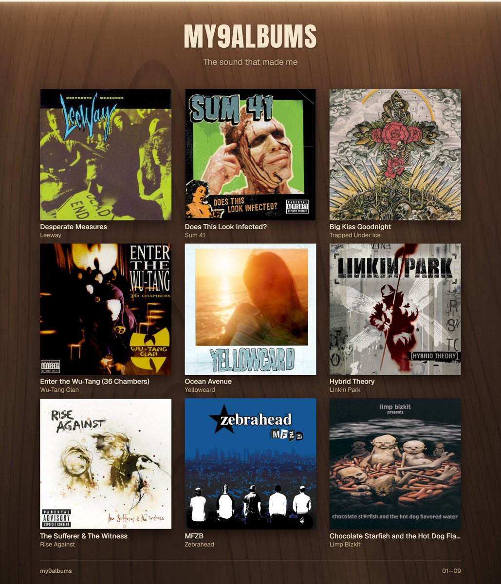 floatpass's tweet photo. Not my favourite album list but the albums that had a profound effect on me and shaped me to what I am

The number one couldn't be put on the list so im going to attach it as a secondary image as it would of made the list otherwise, my9albums https://t.co/OxsAeiRS2R