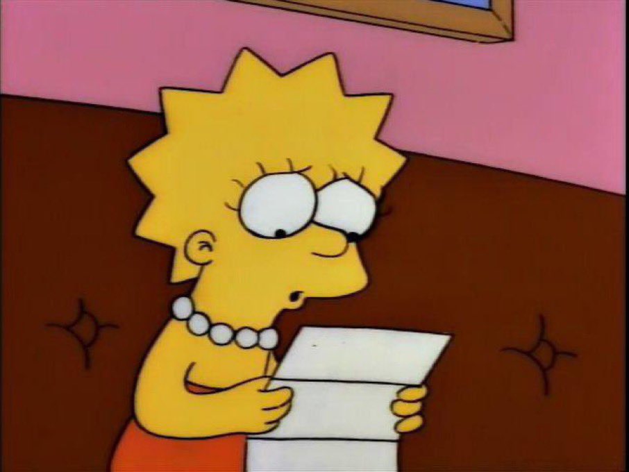 SoySimpsonito's tweet photo. – Para ti, Lisa. ✉️
– ¡Es de mi amiga Sofi desde México!

"Wey, al escribir esto estoy triste. La libertad de expresión ha sido capturada y REEMPLAZADA POR LA BENÉVOLA 4T. TODOS AMAMOS A LA 4T Y A SU GLORIOSA LEY ANTIMEMES.
CON AMOR, MORRITA" https://t.co/X0voZjJtpv