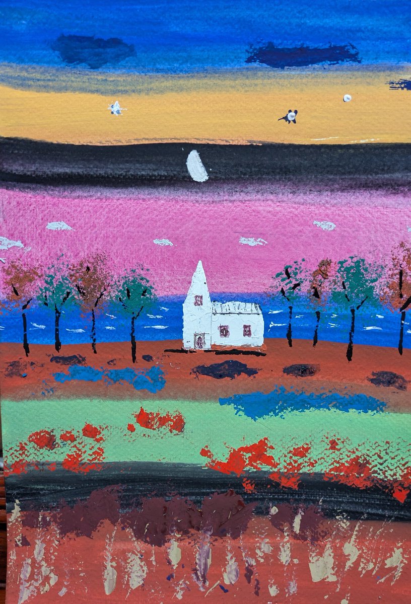 EaQtz6's tweet photo. ＃artwork
＃art 
#絵、
＃心象風景画
＃Gouache
＃paintig

🎨The colors of autumn are beginning to envelop us.
🎨秋の色が私たちを包み込み始めている。 https://t.co/mZkypJ0JjN