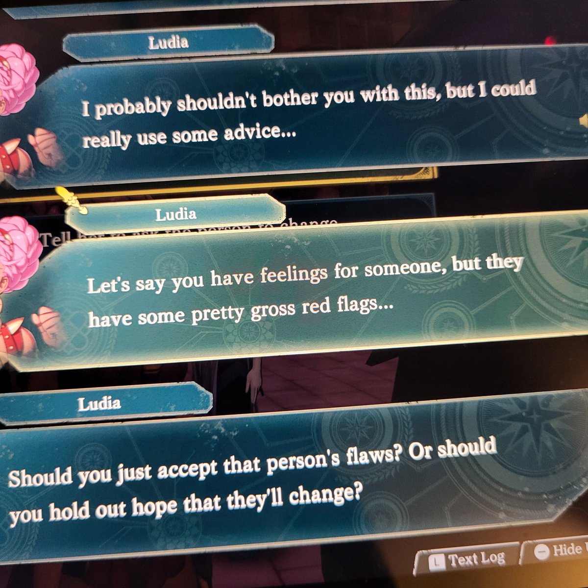 FLAMESOATH's tweet photo. I'm loving Fortunes Weave but holy fuck I need to tear the Nintendo of America localization team to absolute shreds with my bare fucking hands https://t.co/tSUTvIf01t