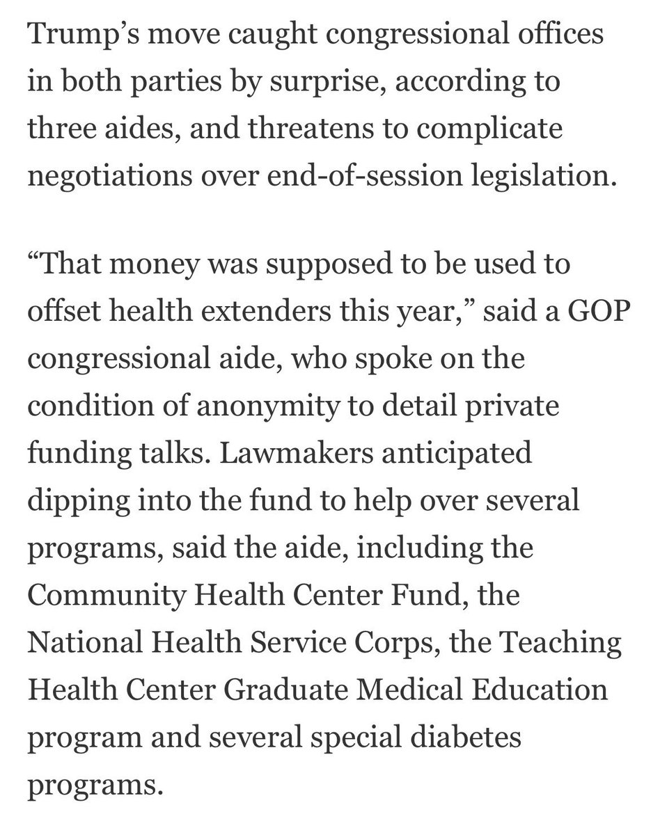 ddiamond's tweet photo. New: Trumpβs abrupt announcement to send $90 payments to seniors by dipping into a Medicare fund has rattled Capitol Hill.
One GOP aide told WaPo that lawmakers had planned to use the money to offset funding for community health centers, diabetes programs and other initiatives. https://t.co/lAfRCcZlZP