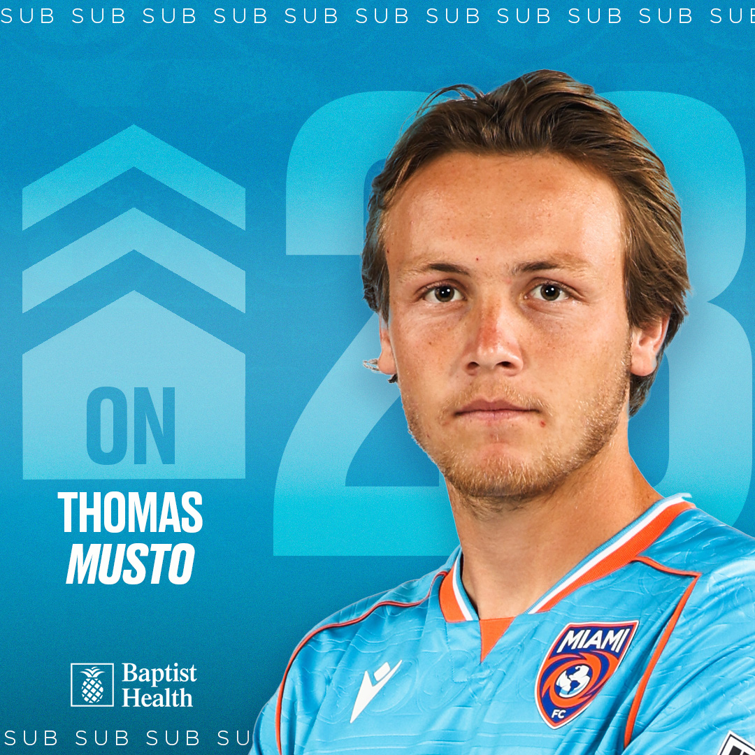 TheMiamiFC's tweet photo. 58โ | ๐ Musto comes on for Tori.
Pres. By @BaptistHealthSF
#VamosMiami | #TBRvMIA 1-1 https://t.co/2AMje1PtgT