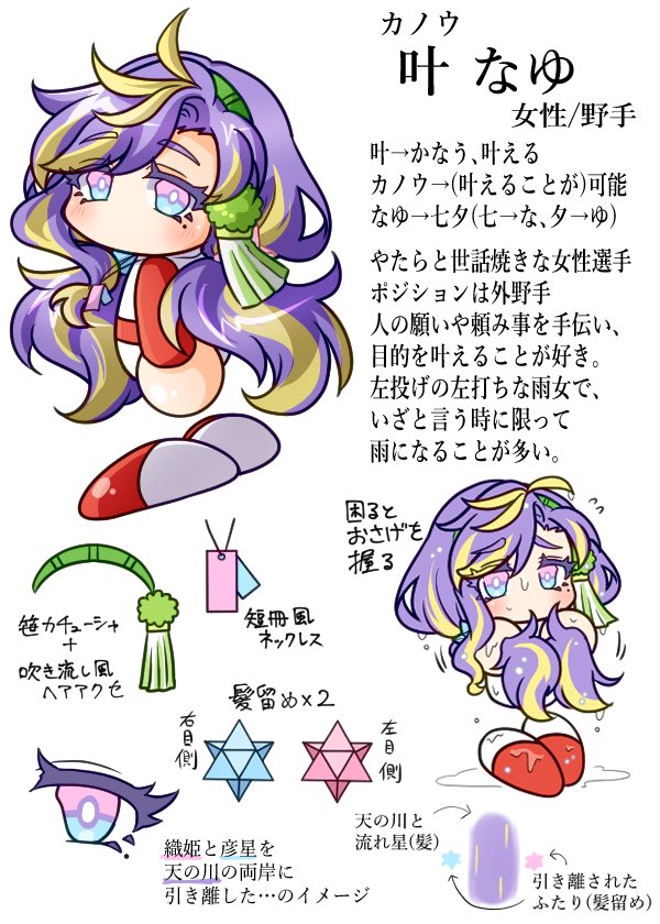 Mikan_gainen's tweet photo. #パワプロアプリ12周年
#オリジナルキャラ部門 

叶 なゆ(女性/野手)
人の世話を焼くのが好きな女性選手
流星のような軽やかな足取りで人々の頼み事や願いを叶える手助けをしている。「今、あなたの願いを叶えたいの！」と迫ってくる場面も…
そこそこ深刻な雨女である。 https://t.co/TcBiOGs9Dk