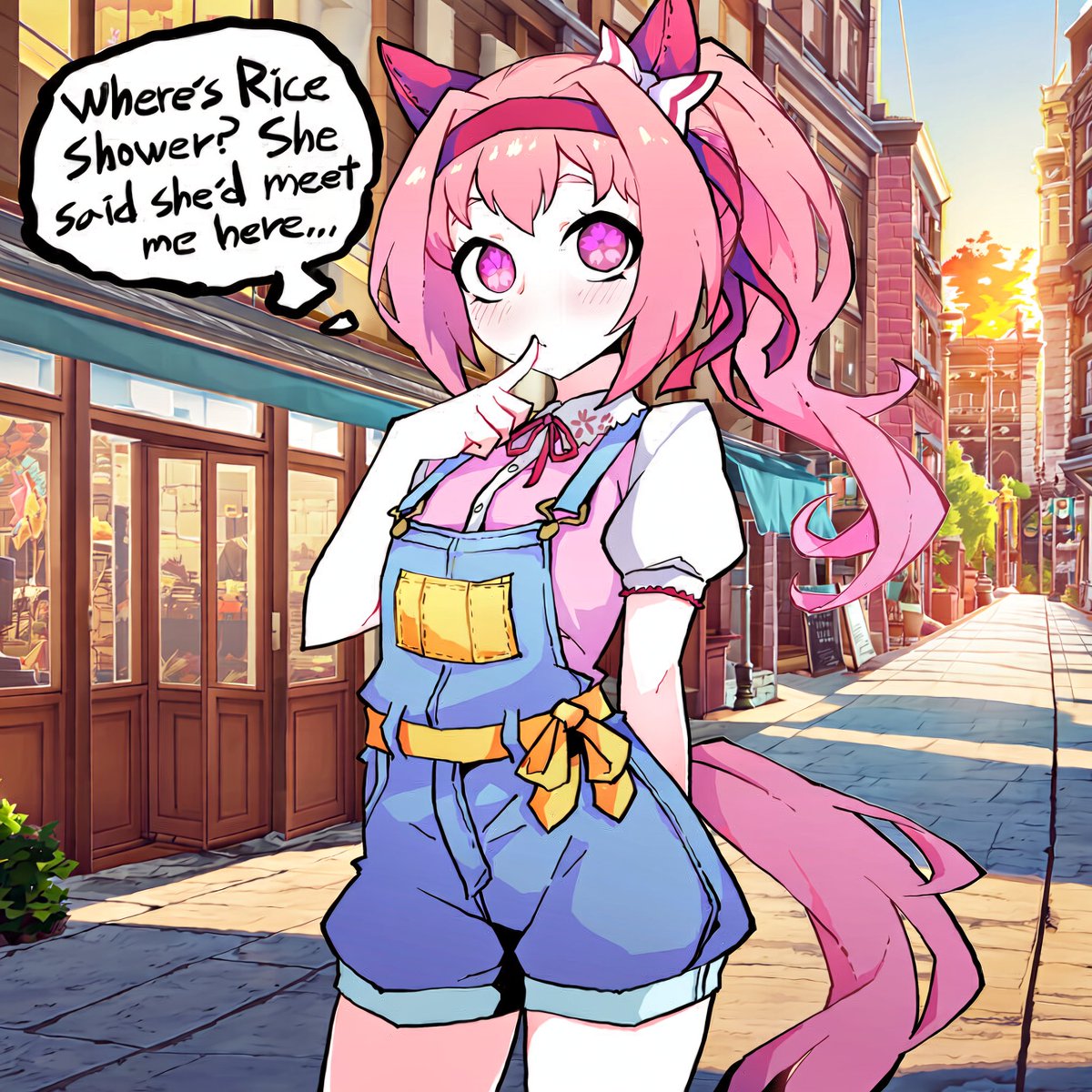 SisterPolmayan's tweet photo. Rice Shower got a little lost on her way to meet with Haru Urara... 😨 https://t.co/uljtIGEYso