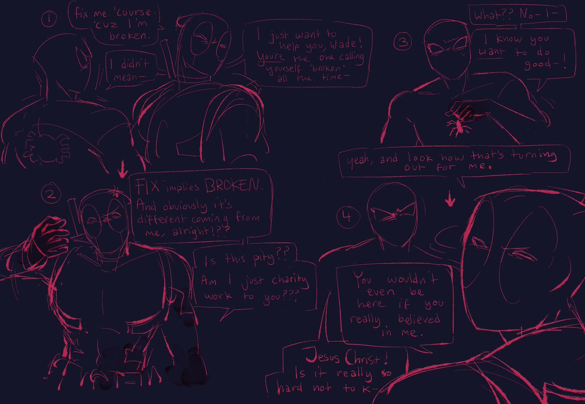 kiwbyy's tweet photo. part 2(?)) . theyre both gonna go cry after this
#spideypool https://t.co/9xseXGS41R