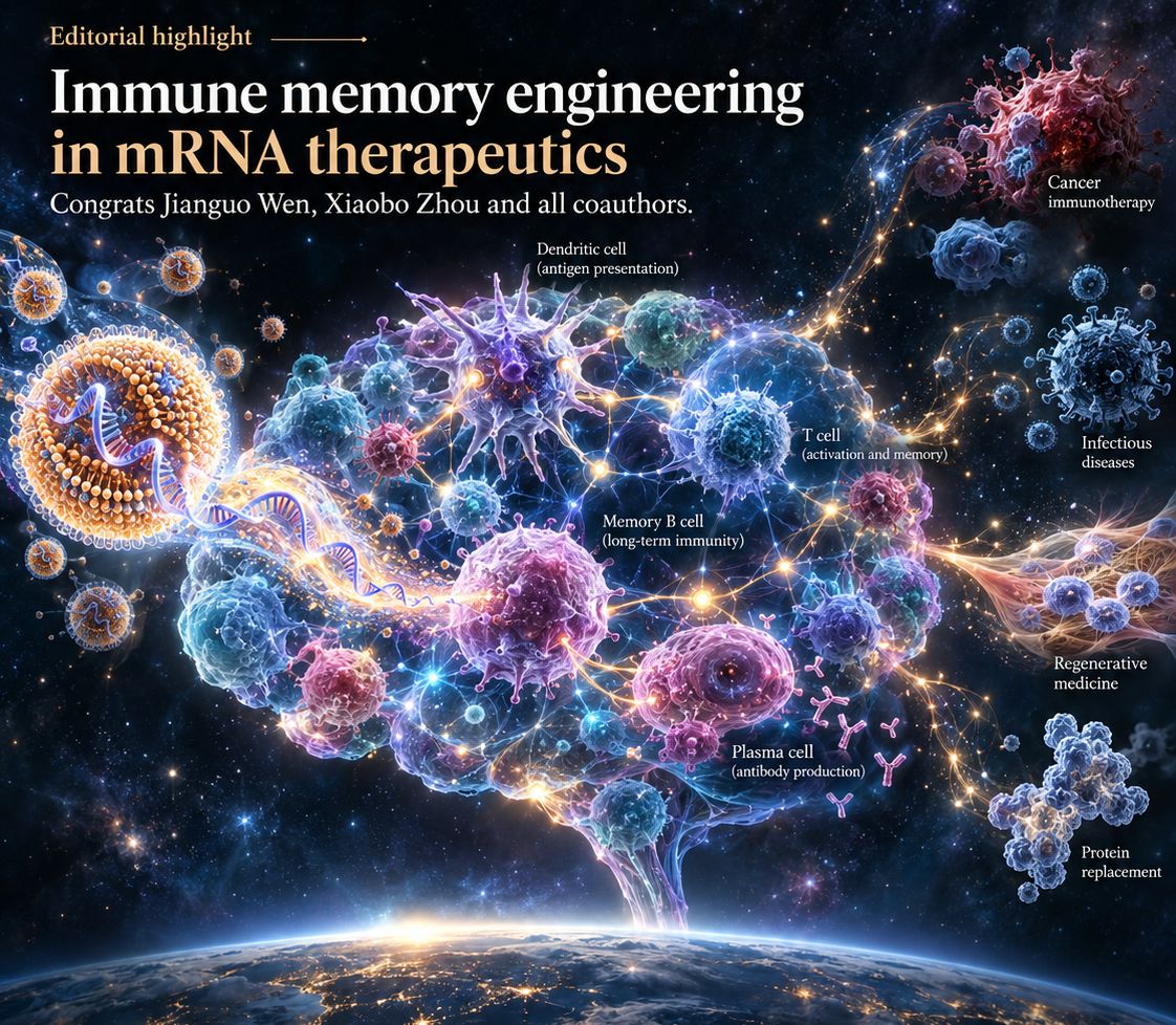TheWackerLab's tweet photo. As a JCR editorial board member, I highlight this read: https://t.co/sy1dYSfwB7.
Congrats Jianguo Wen and coauthors. Immune memory in mRNA therapeutics is actively shaped through rational engineering of antigen persistence and delivery systems.

#JCR #GoodRead https://t.co/n2SsLTV3Z8