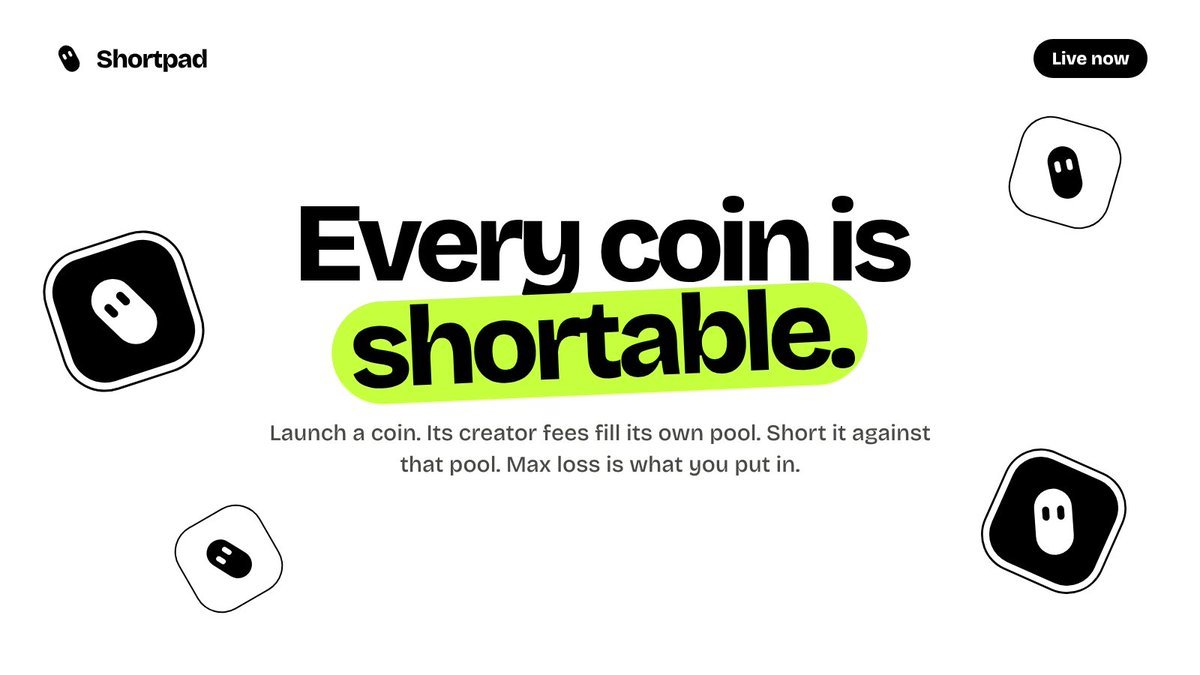 shortpadfun's tweet photo. You see a new coin you're sure goes to zero.

You used to scroll past.
If the CA ends in "sPad," now you can short it.

https://t.co/OaSrjNbxiq https://t.co/K59Y6P5Bzx