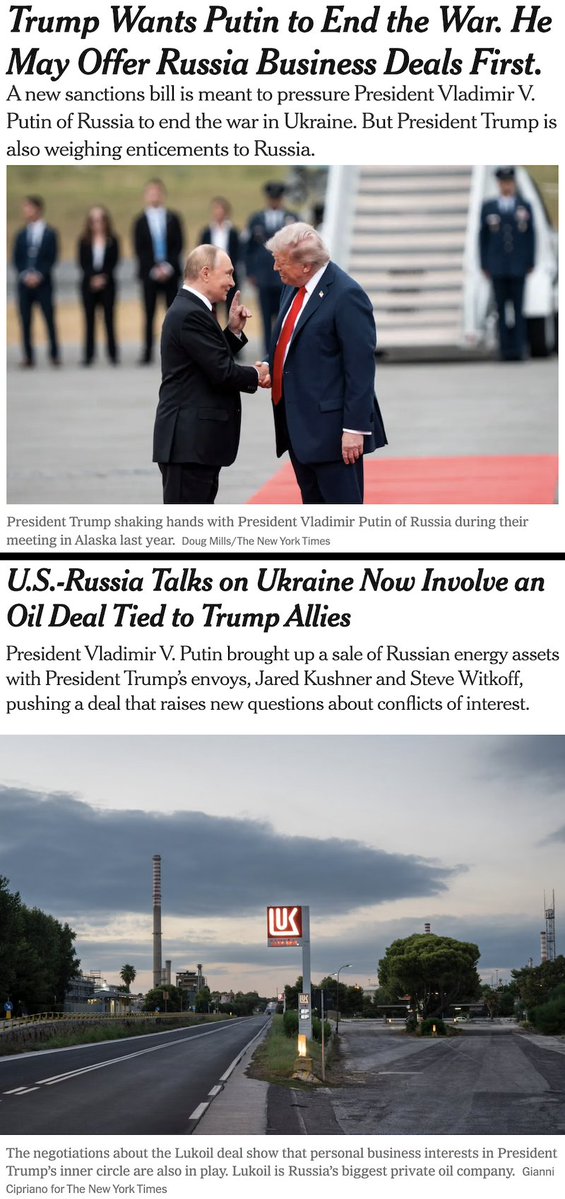 maria_drutska's tweet photo. I wish I could say I was surprised.

After reports Trump wants to make business deals with Russia before the war ends, it seems that the sale of Lukoil to a new potential buyer may benefit Trump allies.

Conflict of interest? There's no conflict at all, just Trump's interests. https://t.co/mjvuuL7QSv