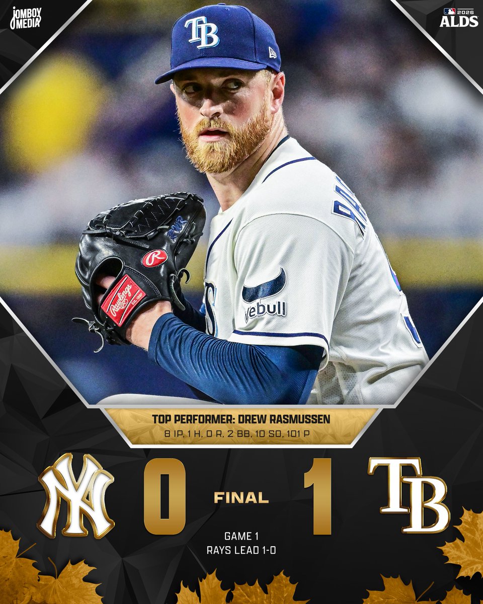 TalkinBaseball_'s tweet photo. A 1-0 win for the Rays over the Yankees in Game 1! https://t.co/IKqtGm6Rk7