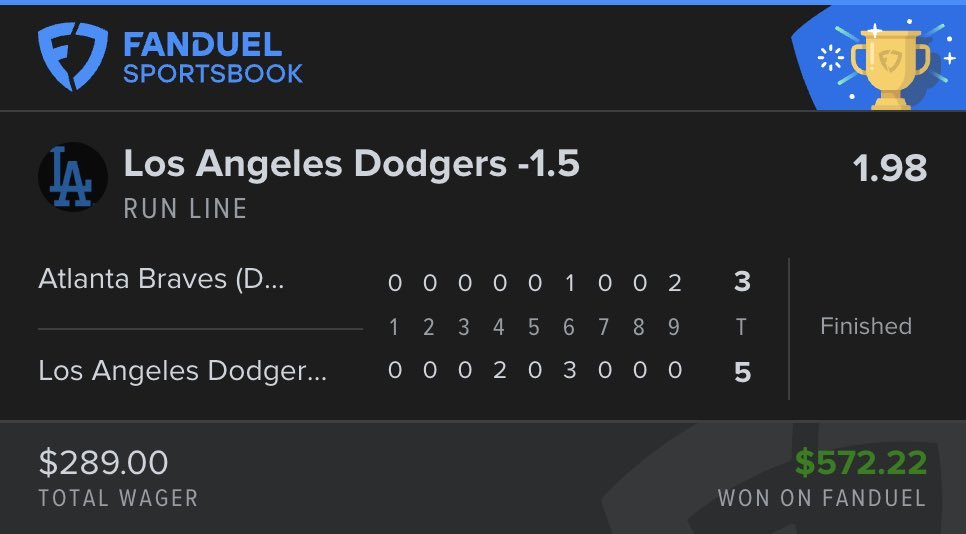 MelissaMeshack's tweet photo. CASH THE MLB MONEYLINE POTD ⚾️✅

✅ Los Angeles Dodgers -1.5

Dominate game from Skubal and the Dodgers. Perfect read from us. Congrats if you tailed!

All love from my end, as always 🦅💚

#fanduel #prizepicks https://t.co/AE7Wv93ZsL
