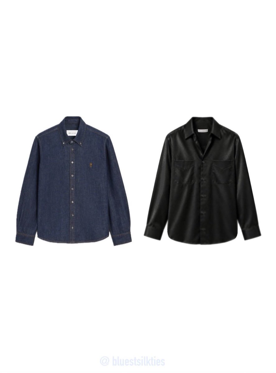 bluestsilkties's tweet photo. On WilliamEst : #WilliamEst #วิลเลี่ยมเอส — with @amiparis & @ZARA x @ ludovicdesaintsernin

#AMI Ami de Coeur Button Down Shirt in Raw Indigo Light Denim/Tobacco Chest Embroidery
#ZARA x #LudovicdeSaintSernin Satin Button Down Shirt in Black

© : @EstFanclubTH 

#YouManiacSeriesEP6