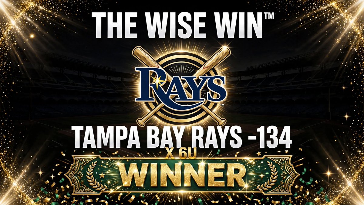 THEWISEWINtm's tweet photo. YOUR #MLB FREEPLAY WINNER 🔥🔥🔥🔥🔥

TAMPA BAY RAYS -134 X 6U 💰💰💰💰💰💰 https://t.co/EDaTivpeSl