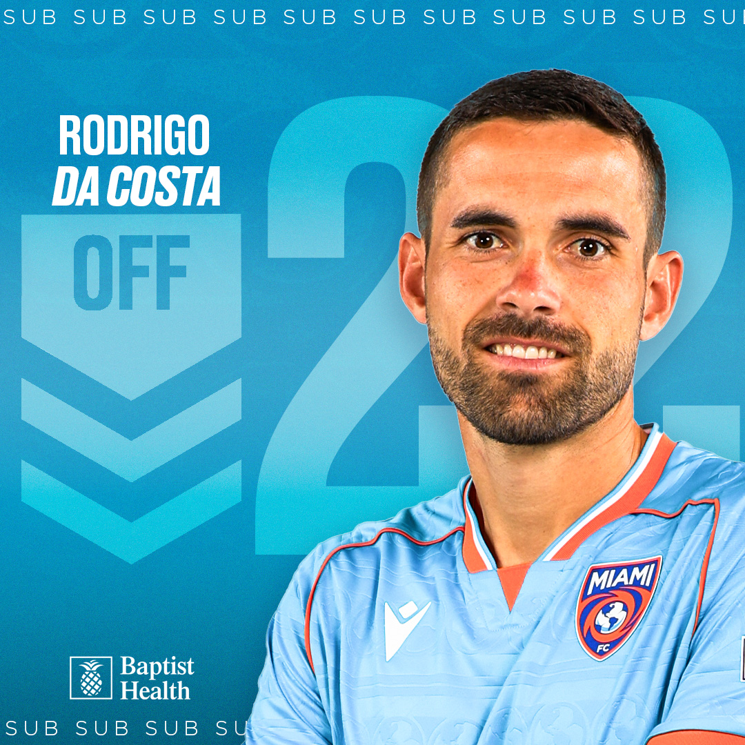 TheMiamiFC's tweet photo. 72โ | ๐ Tulu comes on for Da Costa.
Pres. By @BaptistHealthSF
#VamosMiami | #TBRvMIA 1-2 https://t.co/s6wmA8Znha