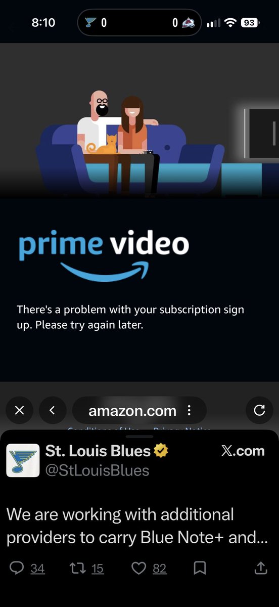 GarrettBeck226's tweet photo. @StLouisBlues Doesn’t work 🤬. Can’t even watch game 2 of the season. Just when I’m getting pumped for hockey season. Bad look, Blues. https://t.co/xYktX5dVjQ
