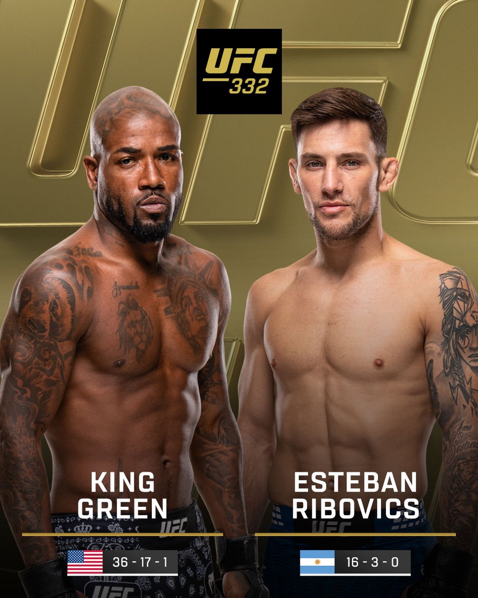 TIME FOR TALKING IS OVER 🗣️

@​BobbyKGreen vs Esteban Ribovics

[ #UFC332 | LIVE NOW on @​ParamountPlus and @​CBS ] 
 [📷](https://pbs.twimg.com/media/HTv71mkb