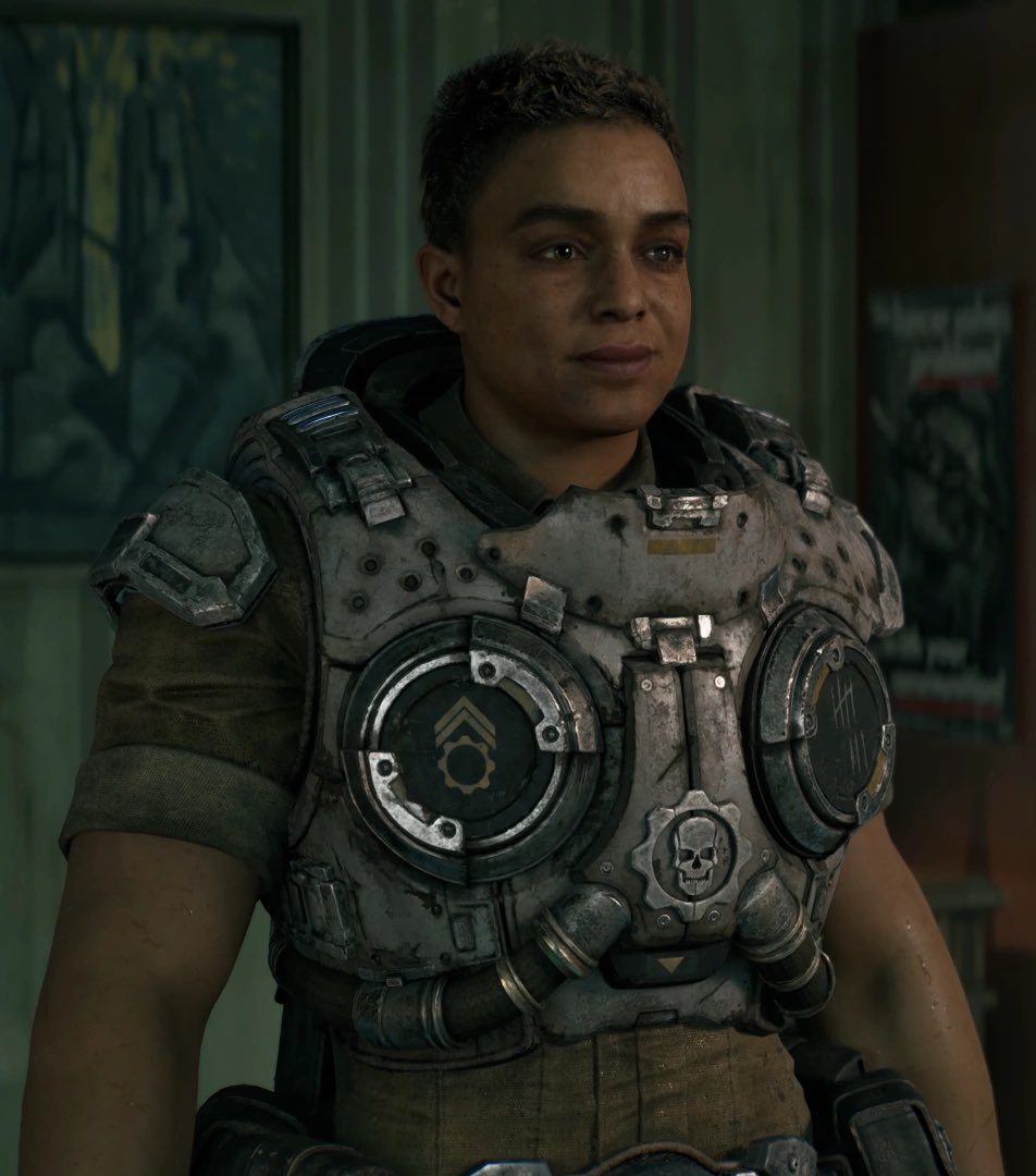 TotalMK's tweet photo. Watched some E-Day Cinematics Last night and this morning. Mags Is the lead character In this game. She constantly leads scenes, talks down In a condescending tone to Marcus who IS the team leader. 

She does all the Investigation, she figures out how to close an e-hole, when she talks no one else talks or argues back with her. This is what ruins Gears. They did the same in Wolverine. 

People always say to me "But you haven't played It" holding the controller doesn't change any of this, It's still there. I will not give money to game studios who lie and try to have their cake and eat It too. 

The word Is out that this shit loses money, after Steller Blade and Black Myth Wukong made bank they started to shift there marketing and trailers to try be sneaky about this stuff. 

They market the game like It doesn't have this stuff In It. But It does. Remember If you are a straight guy who plays Gears, there is not flag for you. WHY IS THAT