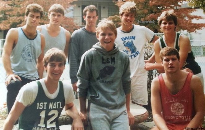 LiterateIndy's tweet photo. October, 1985:  the boys of Hoosiers before their 1950s haircuts. https://t.co/KaVYmQkN9w