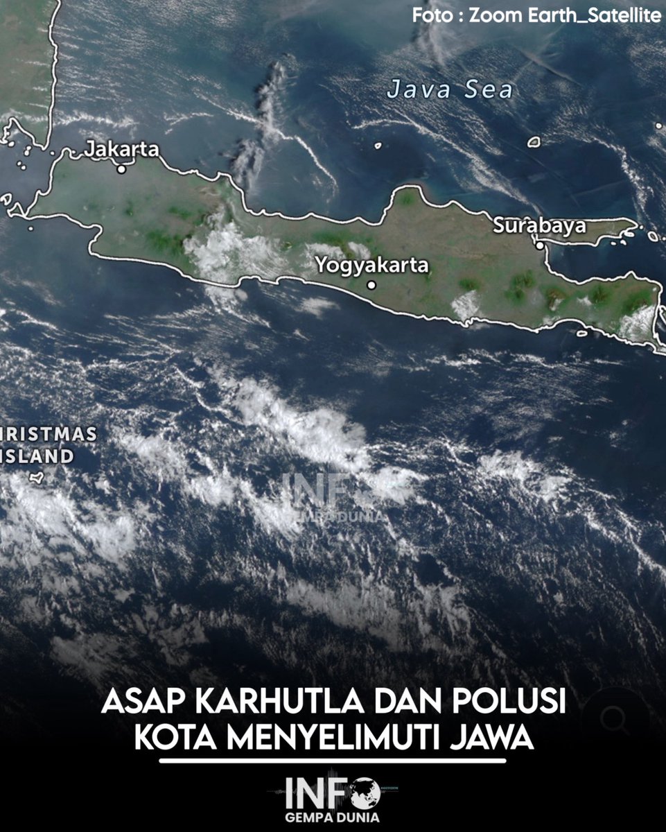 infogempadunia's tweet photo. Hari ini (4 Oktober 2026) hampir seluruh wilayah Indonesia tertutupi asap karhutla.

Kondisi udara di sejumlah wilayah Indonesia kembali dipengaruhi oleh asap karhutla dan polusi. Berdasarkan citra satelit, asap dan polusi terlihat hampir menyelimuti seluruh wilayah Indonesia.

Di Sumatra, asap terutama berasal dari kebakaran hutan dan lahan yang terjadi di sejumlah wilayah. Beberapa wilayah masih menunjukkan adanya titik panas baru, sehingga sumber asap belum sepenuhnya berkurang.

Kalimantan juga masih menjadi salah satu wilayah yang terdampak cukup luas oleh asap kebakaran. Asap dari kebakaran di wilayah ini dapat terbawa angin menuju wilayah lain, termasuk Sulawesi.

Sementara itu, di Jawa, kondisi udara tidak hanya dipengaruhi oleh asap kebakaran, tetapi juga polusi dari aktivitas perkotaan, kendaraan, industri, dan berbagai aktivitas manusia lainnya.

Di bagian timur Indonesia, Papua juga masih menghadapi dampak asap dari kebakaran yang terjadi di wilayah Papua Selatan. Titik panas baru juga masih muncul di wilayah tersebut.

Sementara itu, Bali dan Nusa Tenggara relatif memiliki kondisi udara yang lebih baik karena letaknya cukup jauh dari sumber-sumber asap utama.

Kondisi ini tentunya masih dapat berubah mengikuti perkembangan kebakaran, arah angin, serta kondisi atmosfer.

Melihat kondisi saat ini, sepertinya penanganan karhutla yang sudah dilakukan masih belum cukup. Ketika asap dari kebakaran sebelumnya masih menyelimuti banyak wilayah, titik-titik panas baru masih muncul di Sumatra, Kalimantan, dan Papua Selatan.

Persoalannya bukan hanya kebakaran, tetapi juga asap yang dapat terbawa angin dan memengaruhi kualitas udara hingga ke wilayah yang jauh dari sumber kebakaran.

Penanganan karhutla perlu dilakukan secara menyeluruh, mulai dari pencegahan, pemantauan titik panas, penanganan kebakaran, hingga penindakan terhadap pembakaran. Sebab jika titik panas baru terus bermunculan, sebaran asap akan semakin sulit dikendalikan dan kualitas udara di banyak wilayah Indonesia akan terus terdampak.

Salam
@infogempadunia

#info #asap #karhutla