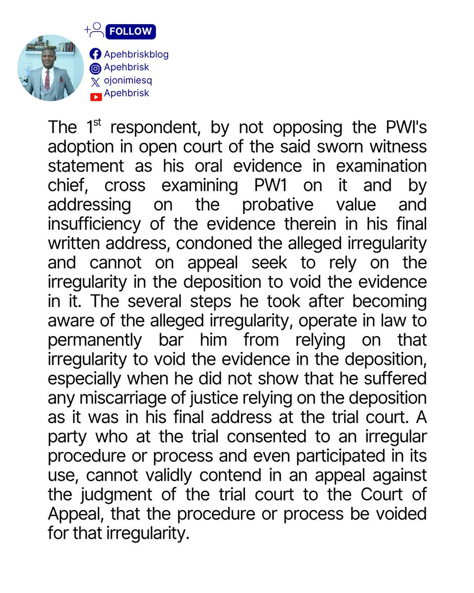 Apehbrisk's tweet photo. #ApehBrisk #NigerianLaw #LegalUpdate #LawInNigeria #CivilProcedure #Litigation #Appeal #LegalProcedure #CourtProceedings #LegalObjection #NigerianLawyers #LegalPractitioner #SupremeCourtNigeria #CourtOfAppeal #LegalTips #LitigationPractice #NigerianLegalSystem #Justice https://t.co/Yec90jgok5