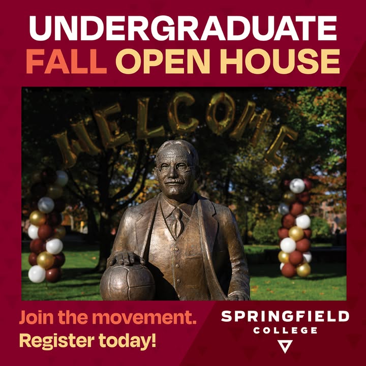 SpfldCollege's tweet photo. Discover the opportunities awaiting you at Springfield College. Attend our Fall Undergraduate Open House on November 1, 8, or 15 at 9:45 a.m. Explore the campus, engage with faculty and students.😃 

🚨 Register now: https://t.co/mdmRwLTqEe https://t.co/IjylAhBfiT