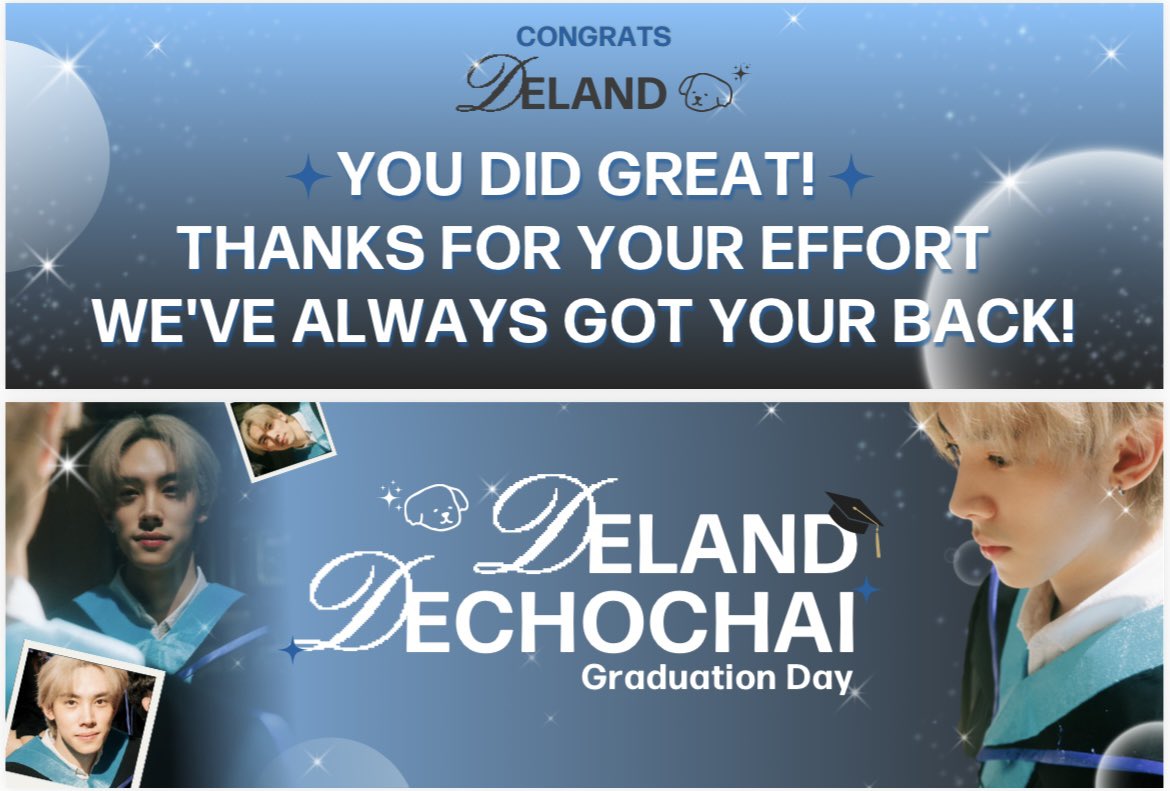 Deland_FC's tweet photo. ทางบ้านเบสต้องขอขอบคุณผู้สนับสนุน Slogan สวย ๆ จากผู้ใช้นามว่า “คุณสหายสุรา ” 🥂 ด้วยนะคะ 

ขอบคุณที่ทำงานให้งานสมบูรณ์แบบค่า 🙇🏻‍♀️🎓🩵
#Delandgraduation https://t.co/mmyg81P1Aw