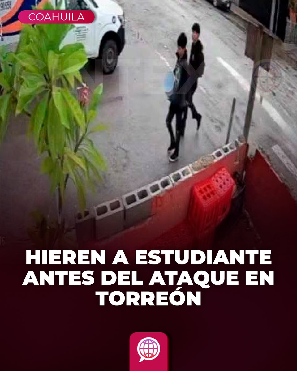 SintextoMX's tweet photo. 🚨 Hieren a estudiante antes del ataque en Torreón
Antes del ataque en secundaria, “Los Cuates” habrían agredido a una estudiante
Una joven de 17 años, estudiante del CBTA 1, fue lesionada en el cuello mientras esperaba el transporte rumbo a su escuela. El hecho habría ocurrido minutos antes del ataque en la Secundaria 13 de Torreón.
#Torreón #Coahuila #CBTA1 #Seguridad #Sintexto