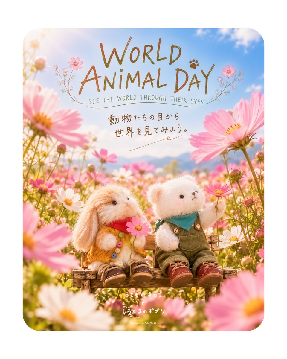 gajumarupalette's tweet photo. ˖⁺

今日は『世界動物の日』🌏

動物たちから見た 今の世界 はどんな感じなんだろう
私たちにはきっと 少しでもそれを知るための
方法や知識や そして慈しむ心が あると思うんだ ˖⁺

#WorldAnimalDay
#AnimalLovers
#RabbitLovers
#MiniaturePhotography
#うさぎのネロリとしろくまのポプリ https://t.co/pR7GR64wVl