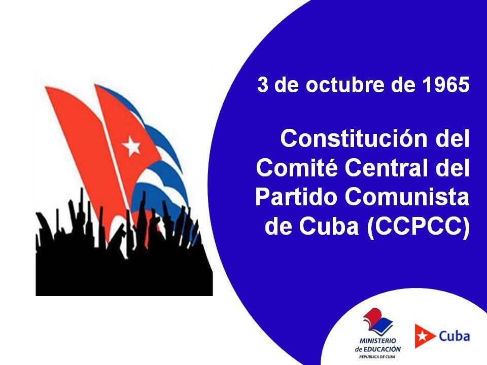 CaryFPAC's tweet photo. Hoy se recuerda la creación del primer Comité Central del Partido Comunista de Cuba, hecho relevante en la historia política de #Cuba. Su constitución marcó un paso importante en la organización e institucionalización de la Revolución Cubana y de sus órganos de dirección. ❤️🇨🇺 https://t.co/rtDd61dsRd