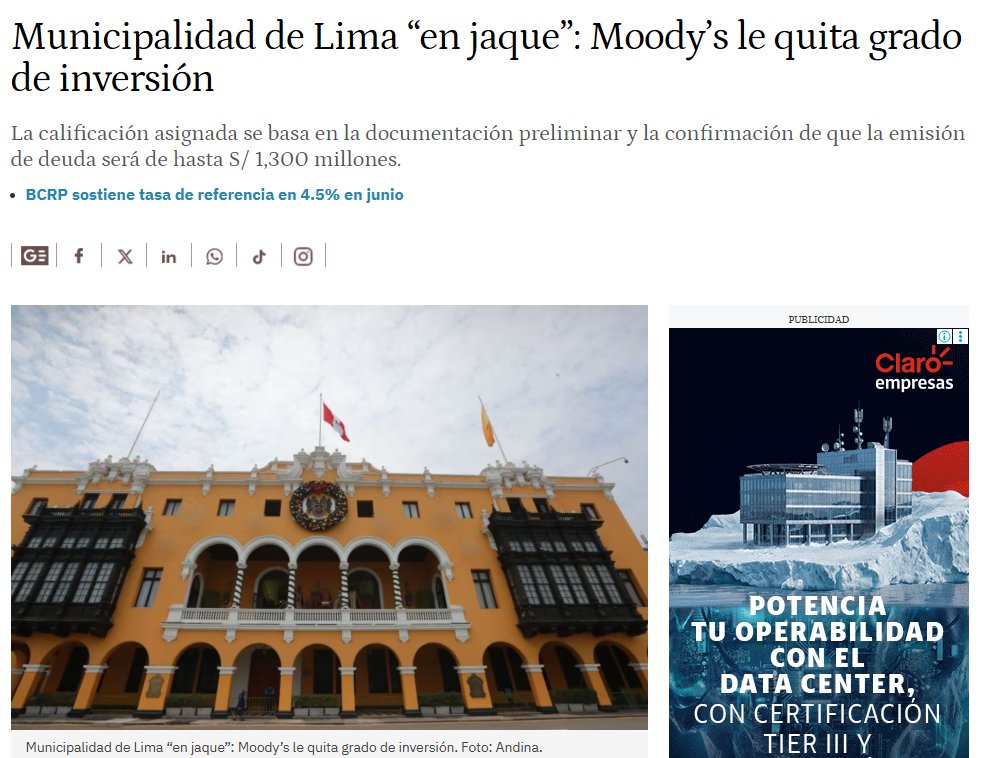 cconstantini's tweet photo. Una de las cosas que más se jacta Porky es que redujo la planilla de la muni. Bueno me puse a revisar y resulta que es mentira también

Después de la gestión de Muñoz, Porky endeudó Lima por casi 10 veces más y duplicó el servicio de deuda. Por estas gestiones, Lima perdió el grado de inversión.

Esta deuda se va multiplicar cuando tengamos que pagar la indemnización de los arbitrajes 

Algunos gráficos