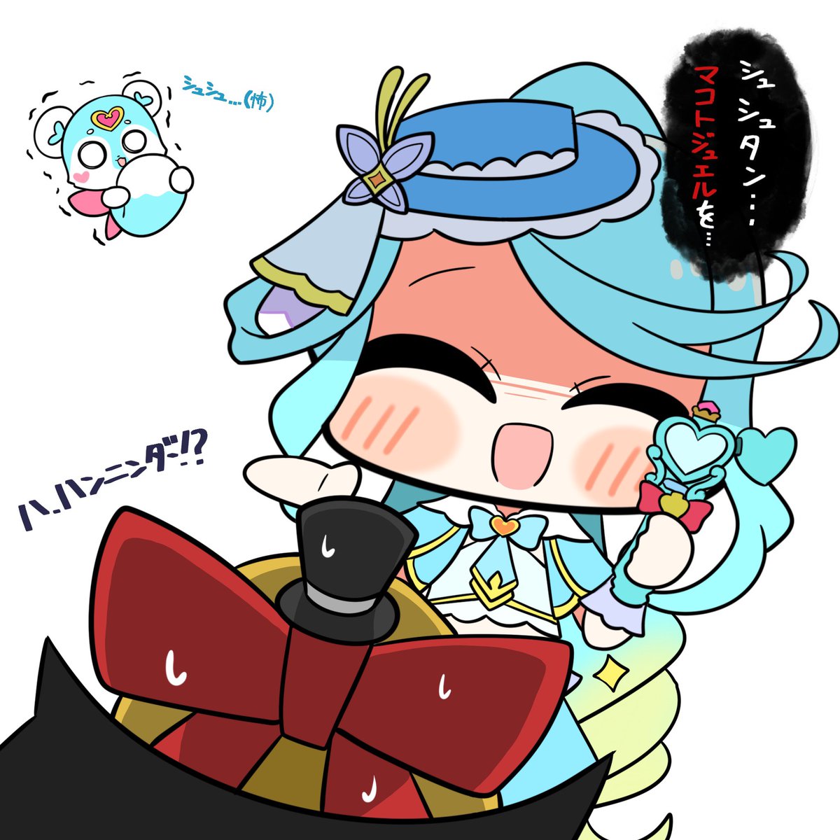 Tsumiki11draw's tweet photo. 小さいハンニンダーにも容赦ないエクレール🦋
#たんプリ　#名探偵プリキュア　#precure https://t.co/87HmR7rYLM