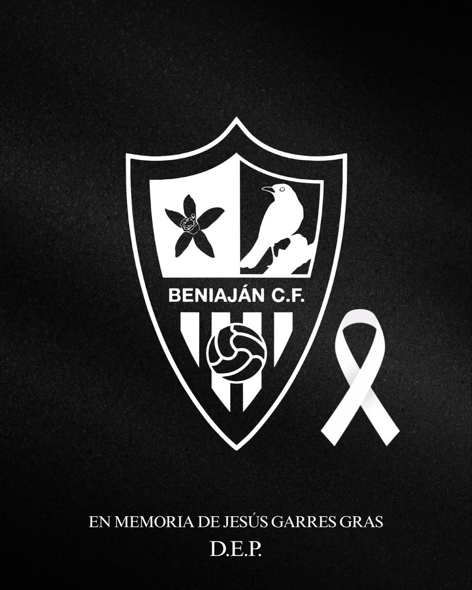 BeniajanCf's tweet photo. //LUTO//

Desde el Beniaján CF queremos expresar nuestro más sentido pésame a familiares, amigos y al E.D.M.F. Churra, por el fallecimiento de Jesús Garres 🖤

Gran dolor y consternación el que nos transmite esta pérdida por la temprana edad de Jesús.

DEP JESÚS💛🖤 https://t.co/bb0BFYJNRF