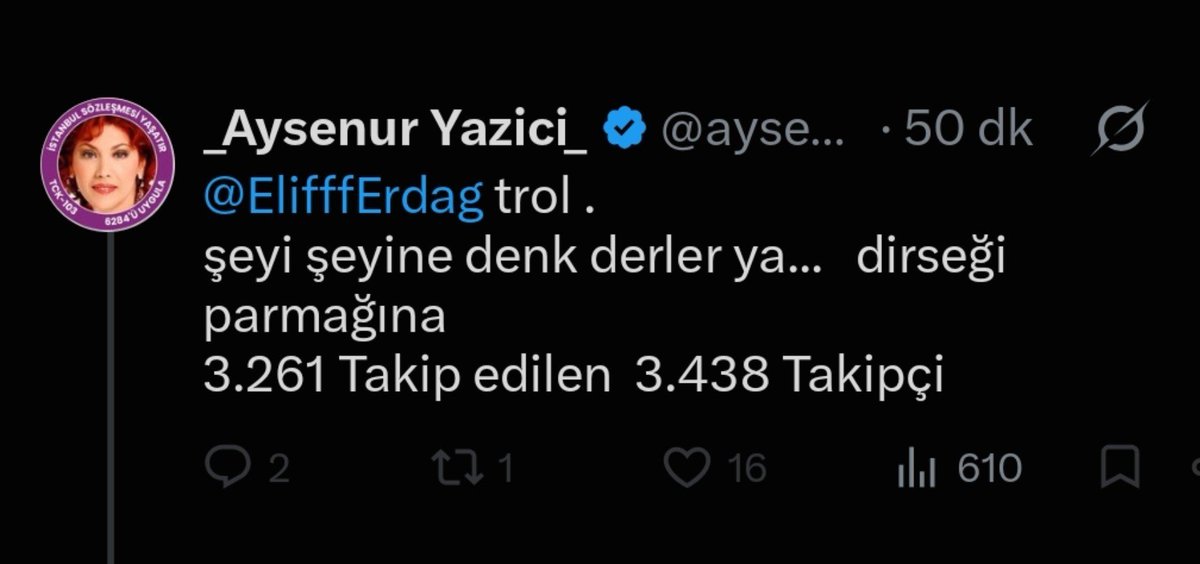 ElifffErdag's tweet photo. Fikir üretmek yerine hakaret etmeyi ve etiketlemeyi marifet sananların seviyesine inmeyeceğiz. Çarpıtarak ve hedef göstererek yaptığınız bu ucuz ithamlar sadece sizin üslubunuzu özetliyor.Seviye bir kelime olsaydı, bu üslupla aramızda dağlar kadar mesafe olduğunu görürdünüz.
@iletisim @adalet_bakanlik @aysenuryazici hakkında "trol" hakaret (TCK m. 125) ve hedef göstererek hukuka aykırı ithamlarda bulunuyor. Gerekilenin yapılmasını rica ediyorum.
