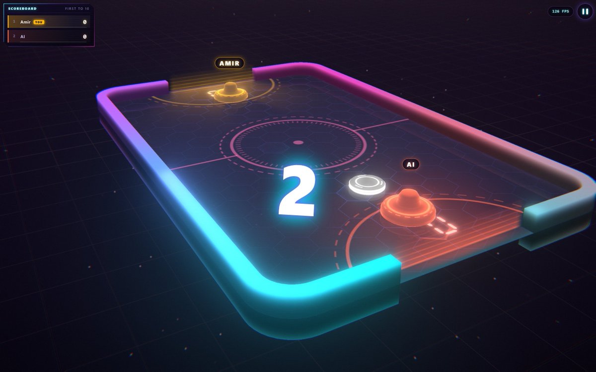 amirdev1997's tweet photo. I made an online web based air hockey game
Made via @threejs 
Link in comments https://t.co/PsjhjmEZrU