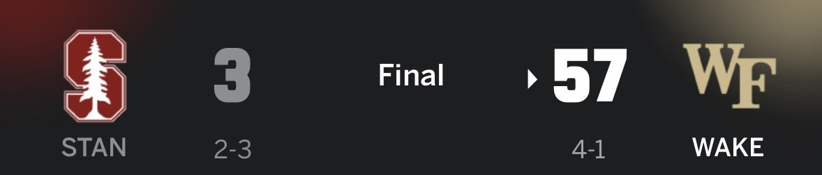 MrBeavv's tweet photo. Stanford flew 2,300 miles, because they joined a conference on the other side of the country, so they could lose by 54 on Saturday morning. 

Round of applause! 👏 https://t.co/X20L5j5BE0