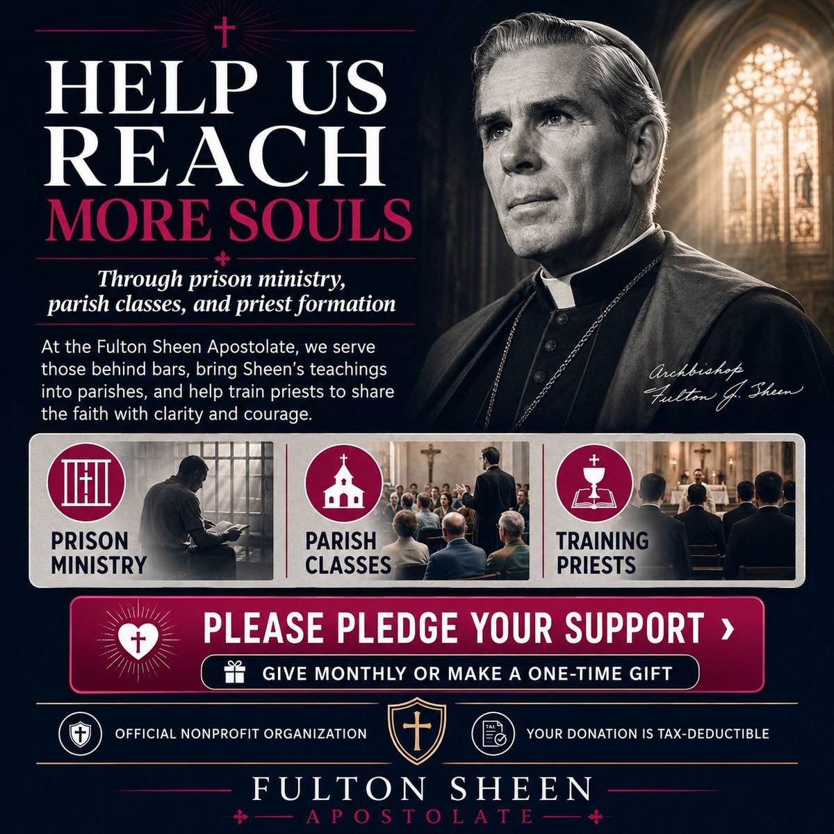 FultonSheenPGA's tweet photo. The Fulton Sheen Apostolate Needs Your Help! Pledge your donation today and help us reach more souls! Visit our website for more info: https://t.co/0TKmooGWy3 https://t.co/GaFcYFqV6L