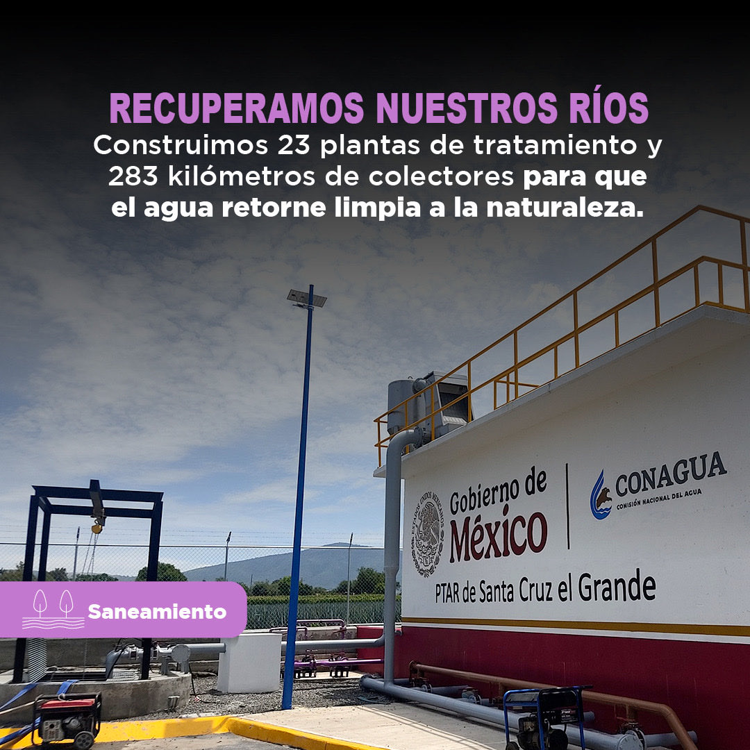 conagua_mx's tweet photo. Cada litro que saneamos es un paso hacia ríos más vivos.

Con 23 plantas de tratamiento y 283 km de colectores, recuperamos nuestros ríos para el beneficio de miles de personas. 

Restaurando ríos, transformando vidas. 🌿💧 https://t.co/QXuNIEMdIc