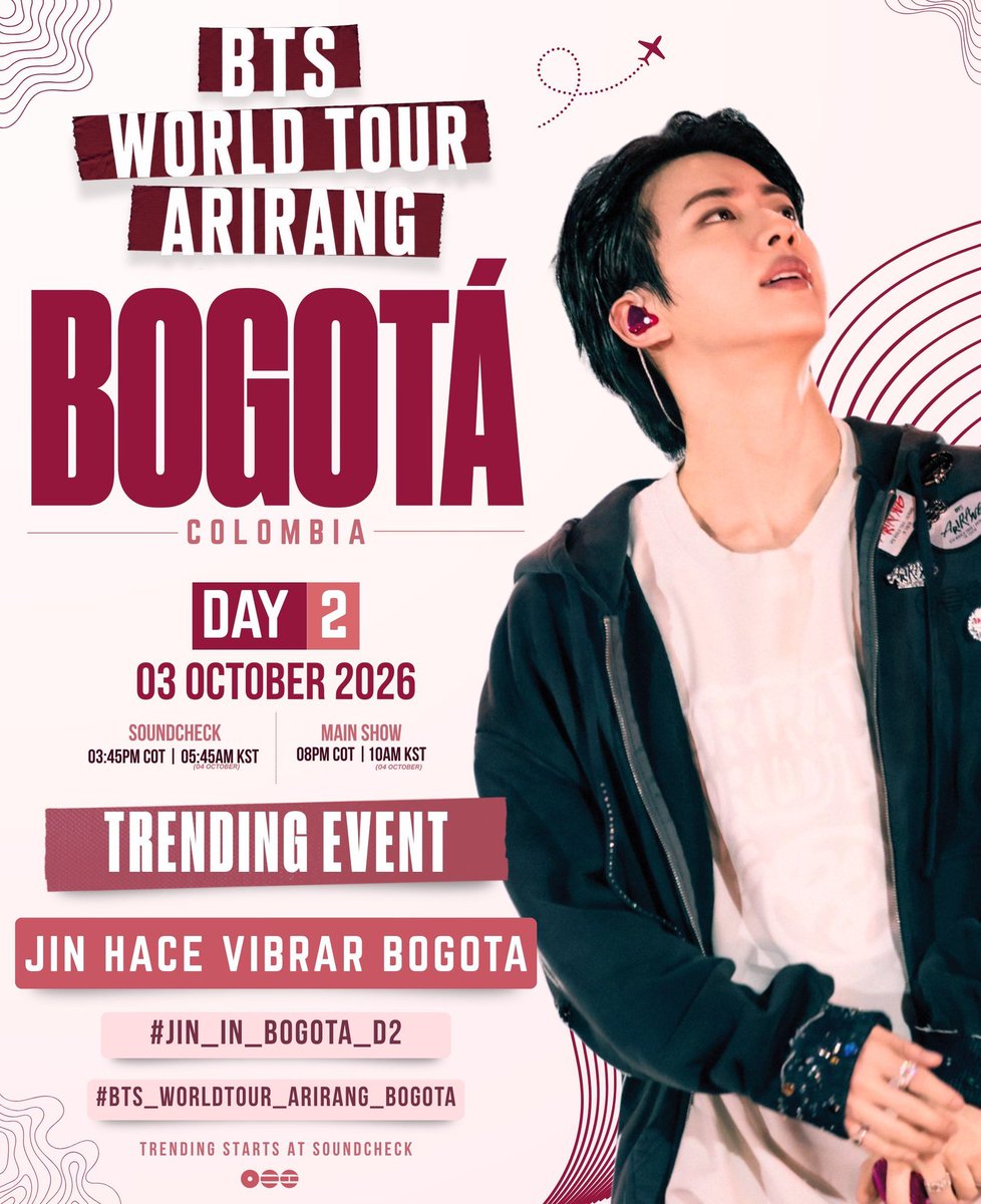 Jin_Galaxy_'s tweet photo. TRENDING EVENT! 🇨🇴

JIN HACE VIBRAR BOGOTA
#JIN_IN_BOGOTA_D2
#BTS_WORLDTOUR_ARIRANG_BOGOTA https://t.co/H5BKkfkpPR