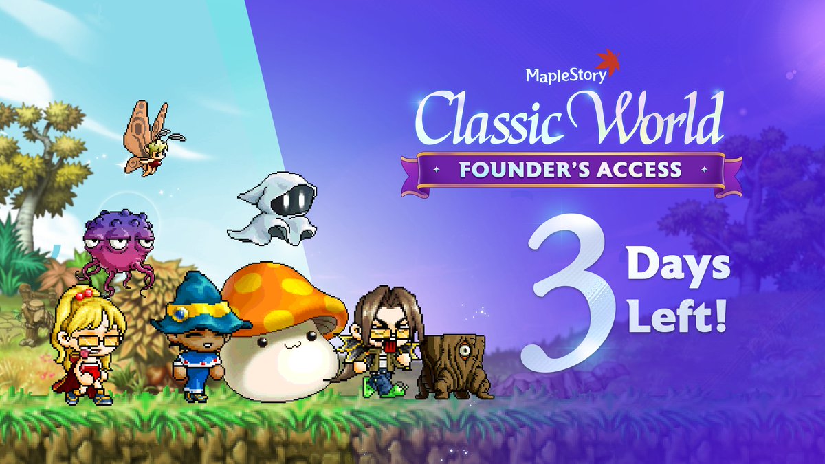MapleStory's tweet photo. Only 3 days until Founder’s Access begins on October 6!

Get ready by checking out the release notes to learn what to expect and how to prepare 
👉 https://t.co/oK4GeFyoyo https://t.co/qjpcTIKtVp