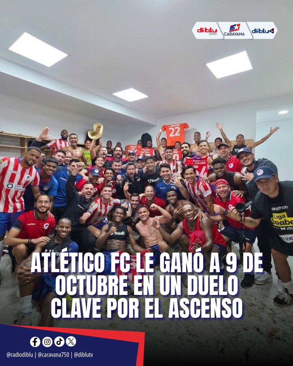 RadioDibluFM's tweet photo. ⚽️ Atlético FC venció 1-0 como visitante a 9 de Octubre en un duelo clave por el ascenso a la LigaPro Serie B. 🔥

Con este resultado, el equipo se mantiene puntero en la tabla de ascenso con 49 puntos, cuando restan 4 fechas por jugarse. 🏆 https://t.co/Pl6Agz9y5g