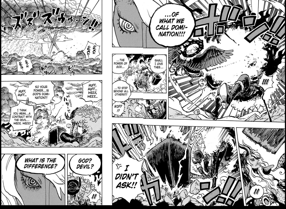 ImuofNerona's tweet photo. @Cef_44 @VoidLoki04 @deauxpii It's intertwined with his Devil Fruit. When Imu describes it, we see Dorry and Brogy under Domi Reversi, Harald with the Abyss mark and he offers it to Loki. So it's more than just evil Haki.
Sommers said it's a counterpart. If BB nullifies his DF, it's possible Omen goes with it https://t.co/hCUu97mTip