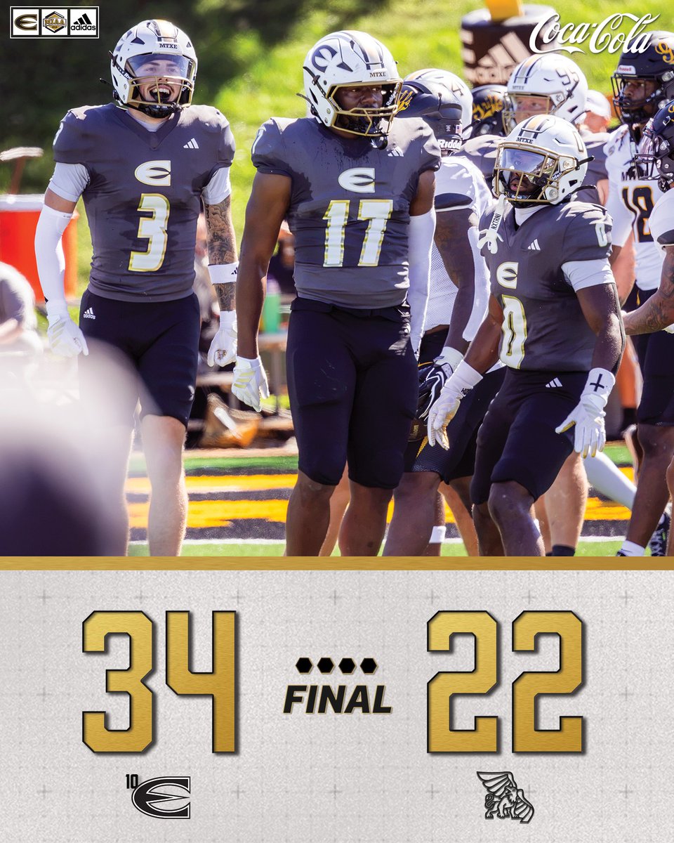ESUSports's tweet photo. Final score from Welch Stadium as #10 @esuhornetsfb takes down Missouri Western 34-22. #StingersUp https://t.co/jigY9CM0JM