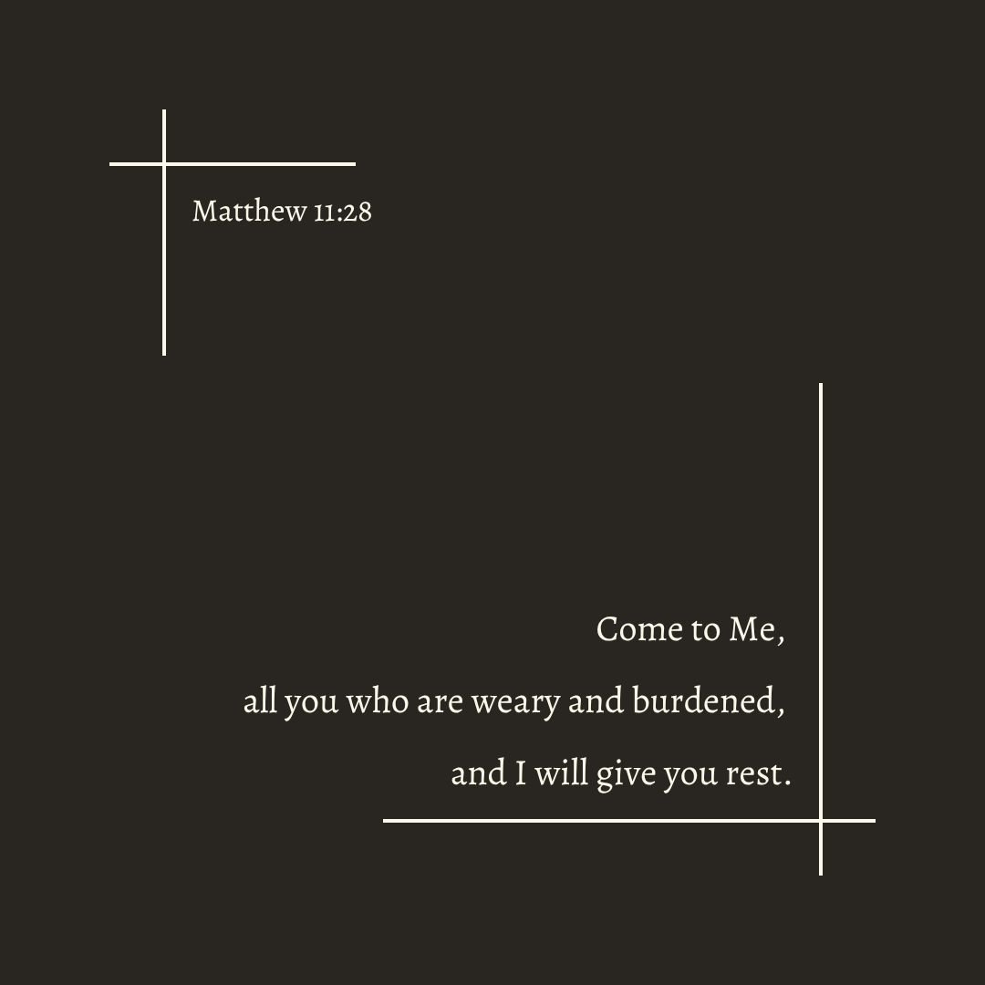 thedwellingword's tweet photo. Come to Me, 
all you who are weary and burdened, 
and I will give you rest.
~ Matthew 11:28

#VerseOfTheEvening https://t.co/hHOFhuHNxG