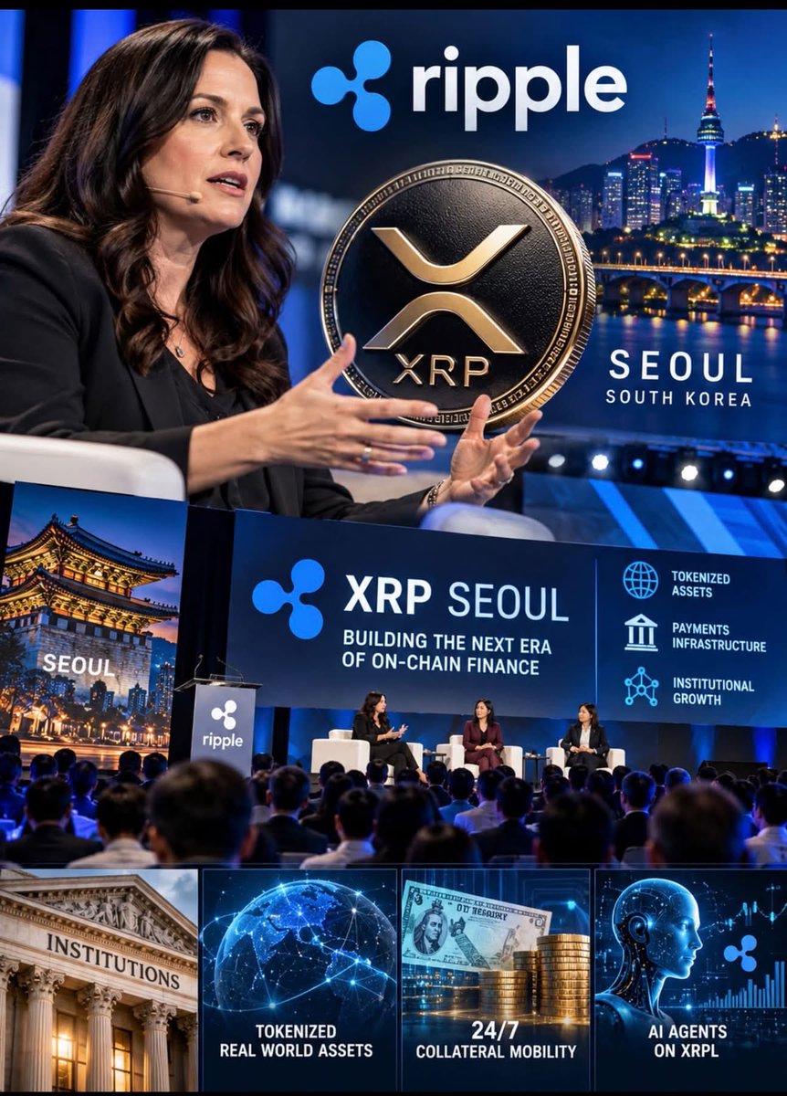eddo_farina's tweet photo. 🚨 XRP NEWS: Ripple President Monica Long is highlighting the next phase of institutional growth on the XRP Ledger.

At XRP Seoul, the focus was on moving real financial activity on-chain — including tokenized assets, 24/7 collateral mobility, cross-border payments https://t.co/4jwyjJRhLi