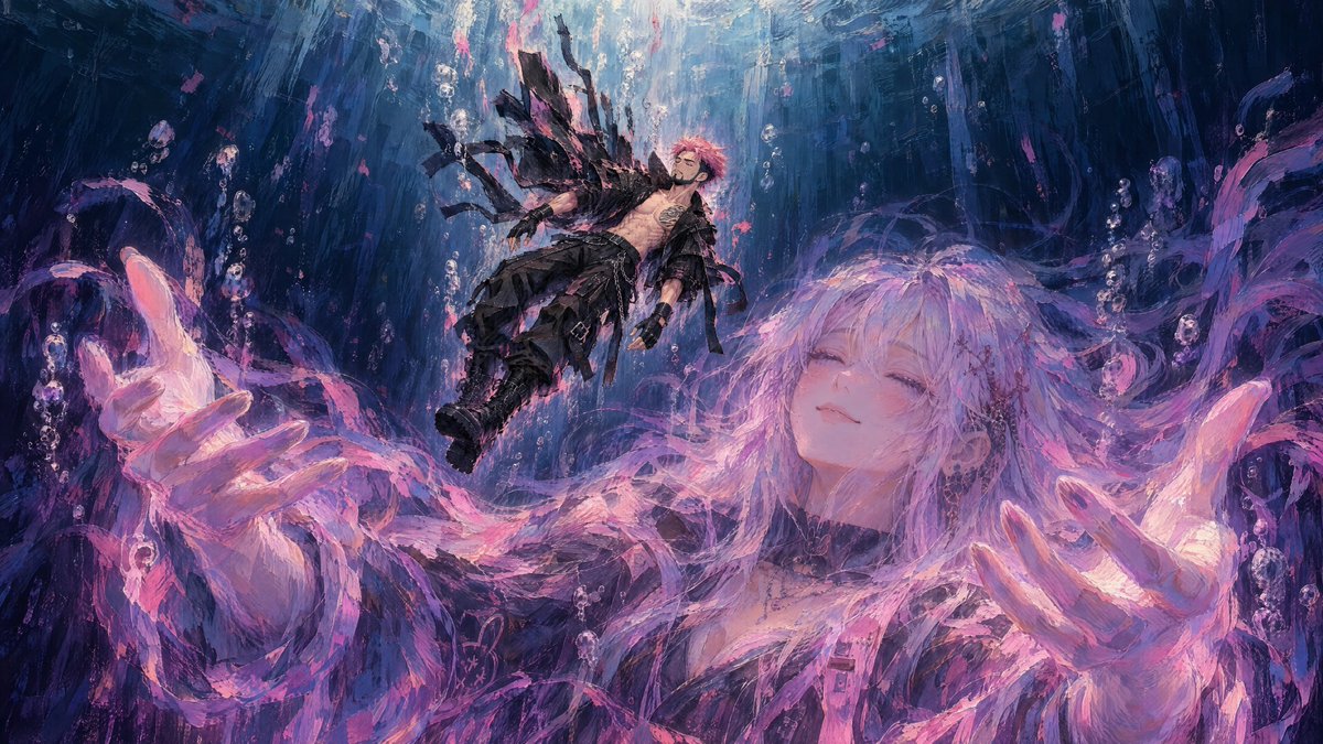 CassianRuin's tweet photo. New prompt drop "Falling Into You". This one uses two character references. I wanted to try something a little different this time. Prompt below https://t.co/M6BtrJaX2o