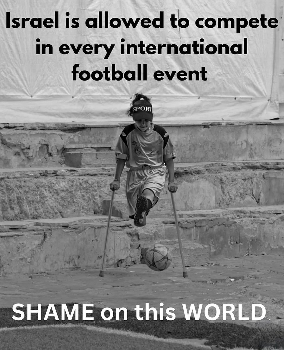 hippyygoat's tweet photo. Israel is allowed to compete in every International football event.

The children of Gaza have the highest number of amputations in the world, courtesy of Israel. https://t.co/zxuAlxAFqg
